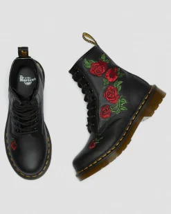 Boots 1460 Vonda Floral Rose en cuir à lacets in Noir