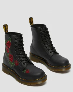 Boots 1460 Vonda Floral Rose en cuir à lacets in Noir