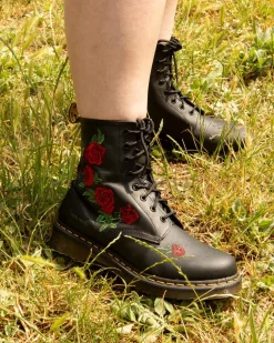 Boots 1460 Vonda Floral Rose en cuir à lacets in Noir