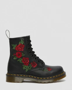 Boots 1460 Vonda Floral Rose en cuir à lacets in Noir