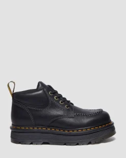 Boots Zebzag en cuir à 4 œillets in Noir