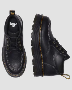 Boots Zebzag en cuir à 4 œillets in Noir