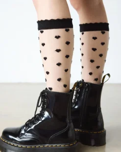 Chaussettes courtes Heart Mesh en coton biologique mélangé in Noir