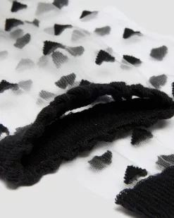Chaussettes courtes Heart Mesh en coton biologique mélangé in Noir
