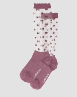 Chaussettes courtes Heart Mesh en coton biologique mélangé in Rose Poudré