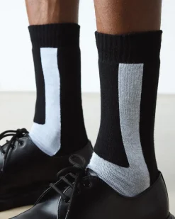 Chaussettes Double Doc en coton biologique mélangé in Charbon