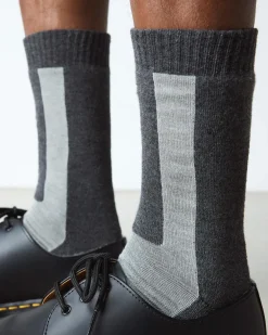Chaussettes Double Doc en coton biologique mélangé in Noir & Blanc