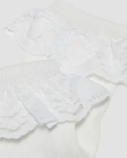 Chaussettes en coton biologique Frill in Blanc