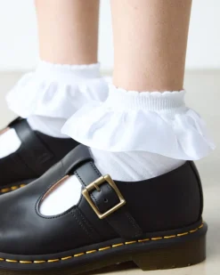 Chaussettes Frill en coton biologique mélangé in Blanc
