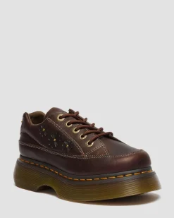 Chaussures Buzz en cuir Flower Grizzly à 5 œillets in Marron Foncé
