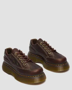 Chaussures Buzz en cuir Flower Grizzly à 5 œillets in Marron Foncé
