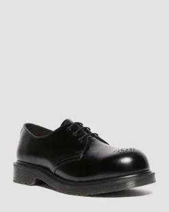 Chaussures 1461 en cuir Analine à coque en acier in Noir