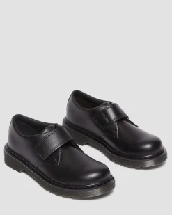 Chaussures Kamron en cuir à brides velcro Junior in Noir