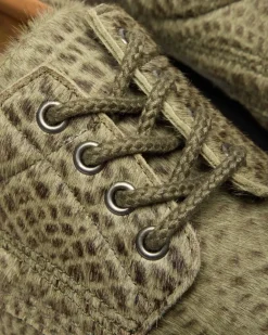 Chaussures Lowell en cuir Hair On à bout mocassin in Olive Vert