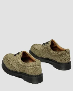 Chaussures Lowell en cuir Hair On à bout mocassin in Olive Vert