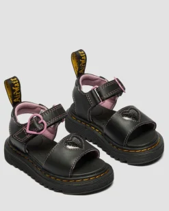 Chaussures Marlowe II Glitter Heart en cuir à brides pour tout-petit in Noir