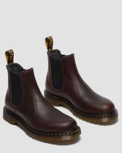 Chelsea boots en cuir Grizzly et fourrure synthétique in Marron Foncé