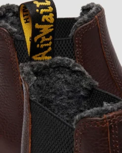 Chelsea boots en cuir Grizzly et fourrure synthétique in Marron Foncé
