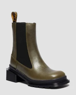 Chelsea boots Maybole en cuir à bout carré in Olive Vert