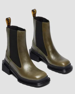 Chelsea boots Maybole en cuir à bout carré in Olive Vert