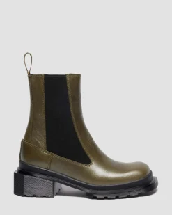 Chelsea boots Maybole en cuir à bout carré in Olive Vert