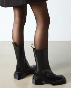 Chelsea boots Maybole Hi en cuir verni à bouts carrés in Noir