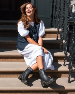 Chelsea Boots Spence en Cuir à Talons Évasés in Noir