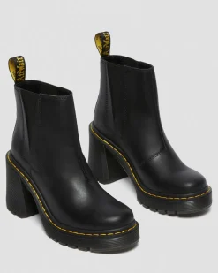 Chelsea Boots Spence en Cuir à Talons Évasés in Noir