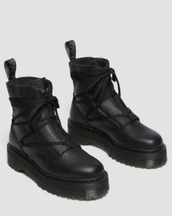 Jarrick II Mono Laced Leather Platform Boots in Black