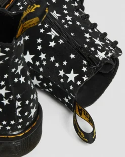 Junior 1460 Pascal Star Suede Lace Up Boots in Noir