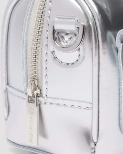 Mini sac en cuir Patent Lamper argenté à anses supérieures in Argenté