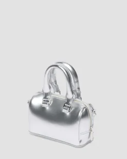 Mini sac en cuir Patent Lamper argenté à anses supérieures in Argenté