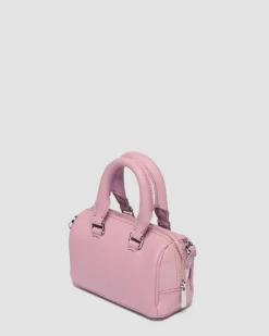 Mini sac en cuir verni à anse supérieure in Rose Poudré