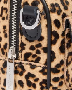 Mini sac à imprimé léopard et à anses supérieures in Noir & Tan
