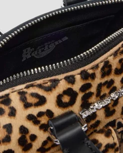 Mini sac à imprimé léopard et à anses supérieures in Noir & Tan