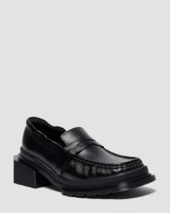 MOCASSINS MAYBOLE EN CUIR FRONCÉ À BOUTS CARRÉS in Noir