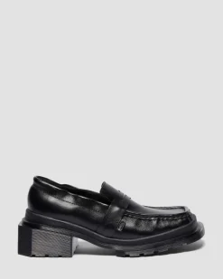 MOCASSINS MAYBOLE EN CUIR FRONCÉ À BOUTS CARRÉS in Noir