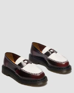 MOCASSINS PENTON HEART EN CUIR ARCADIA RUB-OFF BICOLORE in Rouge Cherry Red & Blanc