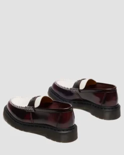 MOCASSINS PENTON HEART EN CUIR ARCADIA RUB-OFF BICOLORE in Rouge Cherry Red & Blanc