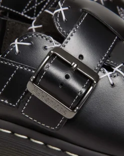 Mules Jorge Contrast Stitch en cuir in Noir