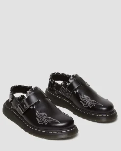 Mules Jorge Contrast Stitch en cuir in Noir