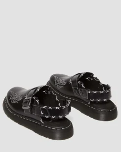 Mules Jorge Contrast Stitch en cuir in Noir