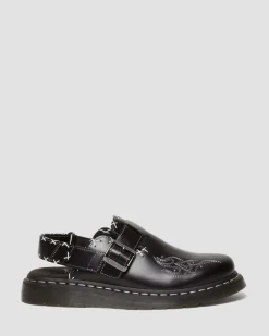 Mules Jorge Contrast Stitch en cuir in Noir