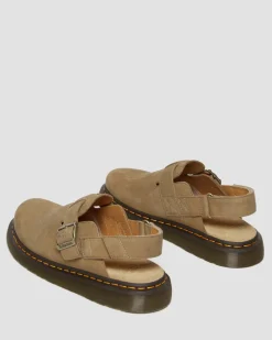 Mules Jorge II en cuir Tumbled Nubuck à brides in Camel Savannah