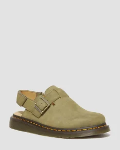 Mules Jorge II en cuir Tumbled Nubuck à brides in Muted Olive