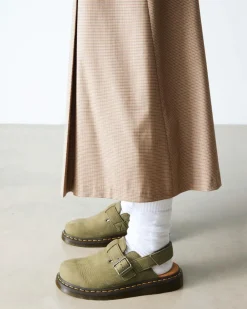 Mules Jorge II en cuir Tumbled Nubuck à brides in Muted Olive