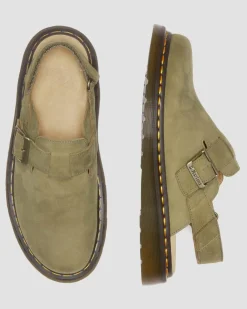 Mules Jorge II en cuir Tumbled Nubuck à brides in Muted Olive