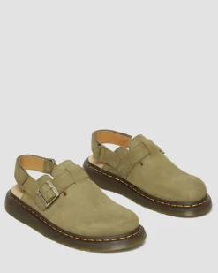 Mules Jorge II en cuir Tumbled Nubuck à brides in Muted Olive