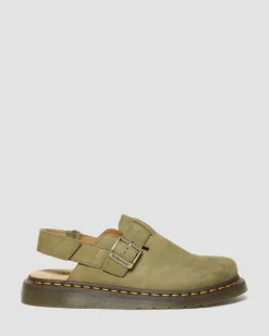 Mules Jorge II en cuir Tumbled Nubuck à brides in Muted Olive