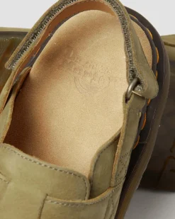 Mules Jorge II en cuir Tumbled Nubuck à brides in Muted Olive